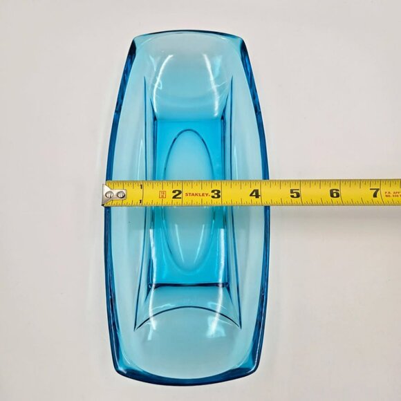 Vintage 1960s Hazel Atlas Glass Capri Blue Colony Trinket Celery Relish Candy - Picture 9 of 9